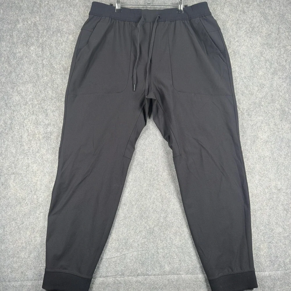 Lululemon Pants Mens 2XL Black Woven ABC Jogger Zip Pocket Ribbed Cuffs Athletic - Picture 2 of 13